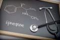 Word thyroid written in chalk on a blackboard black next to a stethoscope Royalty Free Stock Photo