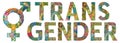 Word TRANSGENDER with Transgender Symbol. Vector illustration