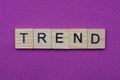Word trend from small gray wooden letters