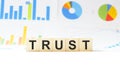 Word trust made from wooden blocks on white background Royalty Free Stock Photo