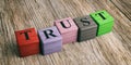 Word Trust on wooden blocks. 3d illustration