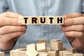 The word Truth made from wooden cubes. Shallow depth of field on the cubes Royalty Free Stock Photo