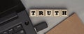 The word Truth made from wooden cubes. Top view Royalty Free Stock Photo