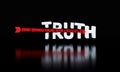 The word truth pierced with an arrow of conspiracy, fake news, disinformation, propaganda, alternative facts, lies Royalty Free Stock Photo