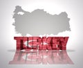 Word Turkey on a map background