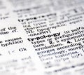 Closeup of the word typology in the dictionary