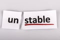 The word unstable changed to stable on torn paper