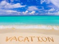 Word Vacation on beach Royalty Free Stock Photo