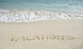 Word Vacation on beach. Royalty Free Stock Photo