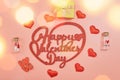 The word Love medicine. I love you .Tablets in jars are kissing, Happy Valentine`s Day, Mother`s Day, March 8, World Women`s Day