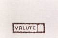 The word valute inside a rectangle made from coffee beans,aligned at the bottom Royalty Free Stock Photo