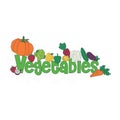 The word Vegetables surrounded be vegetables vector illustration