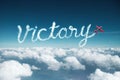 Word victory made by airplane Royalty Free Stock Photo