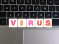 Word Virus on keyboard background