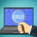 Word virus on the laptop screen. Protection against cyber attack