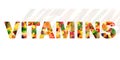 The word vitamins made with the most varied fruits Royalty Free Stock Photo