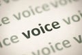 Word voice printed on paper macro Royalty Free Stock Photo