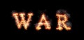 Word war burning with fire and smoke, digital art isolated on black background Royalty Free Stock Photo