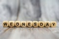 The word Wednesday on wooden cubes. Weekday concept