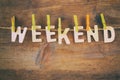 The word WEEKEND made from wooden letters Royalty Free Stock Photo