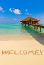 Word Welcome on beach Royalty Free Stock Photo