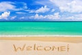 Word Welcome on beach Royalty Free Stock Photo