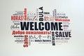 The word welcome in many languages on this sign. Royalty Free Stock Photo