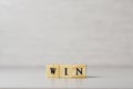 The word win made of letters on wooden cubes Royalty Free Stock Photo