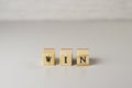 The word win made of letters on wooden cubes 3 Royalty Free Stock Photo