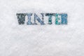 The word WINTER on a snow background