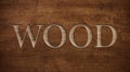 Word wood engraved in dark wooden board