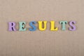 RESULTS word on wooden background composed from colorful abc alphabet block wooden letters, copy space for ad text. Learning Royalty Free Stock Photo