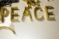 The word world with 9mm bullets Royalty Free Stock Photo