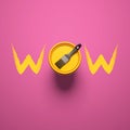 The word WOW with W in the shape of a brush stroke and O in the shape of a paint can. Royalty Free Stock Photo