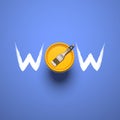 The word WOW with W in the shape of a brush stroke and O in the shape of a paint can. Royalty Free Stock Photo