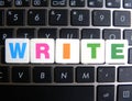 Word Write on keyboard background Royalty Free Stock Photo