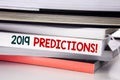 Word, writing 2019 Predictions. Business concept for Forecast Predictive written on the book on the white background. Royalty Free Stock Photo