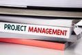 Word, writing Project Management. Business concept for Strategy Plan Goals written on the book on the white background. Royalty Free Stock Photo