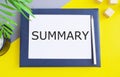 Word writing Summary. Business concept for a brief statement or account of the main points of something