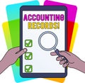 Word writing text Accounting Records. Business concept for Manual or computerized records of assets and liabilities