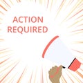 Word writing text Action Required. Business concept for Regard an action from someone by virtue of their position Hand Royalty Free Stock Photo