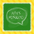 Word writing text Aedes Mosquito. Business concept for the yellow fever mosquito that can spread dengue fever Speaking bubble