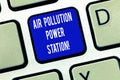 Word writing text Air Pollution Power Station. Business concept for Industrial danger Smog Environmental risk Keyboard