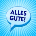 Word writing text Alles Gute. Business concept for german translation all the best for birthday or any occasion Blue speech bubble