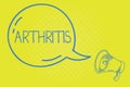 Word writing text Arthritis. Business concept for Disease causing painful inflammation and stiffness of the joints