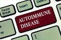 Word writing text Autoimmune Disease. Business concept for Unusual antibodies that target their own body tissues