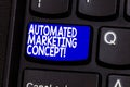 Word writing text Automated Marketing Concept. Business concept for automate repetitive tasks such as emails Keyboard