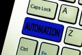 Word writing text Automation. Business concept for Technology created to control monitor production and delivery