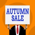 Word writing text Autumn Sale. Business concept for having great discounts products on season after summer Just man
