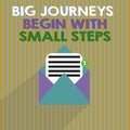 Word writing text Big Journeys Begin With Small Steps. Business concept for Start up a new business venture